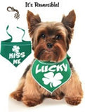 Kiss Me - Lucky 2-in1 Reversible St. Paddy's Day Scarf With Charm - color Green/White - Daisey's Doggie Chic