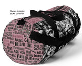 Exclusive Pet Art Duffel Bag - The Many Faces of Dogs with Name List Contrast - Sizes Small or Large - Choice of Color - personalize - Daisey's Doggie Chic