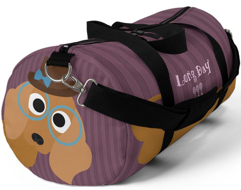 Exclusive Pet Art Duffel Bag - Long Day - Dachshund Spectacle Stripes - Dog Theme Bag - 2 Sizes S or L - personalize - Daisey's Doggie Chic