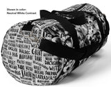 Exclusive Pet Art Duffel Bag - The Many Faces of Dogs with Name List Contrast - Sizes Small or Large - Choice of Color - personalize - Daisey's Doggie Chic