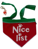 Naughty or Nice Reversible Holiday Scarf with Clip on Charm - color Red/Green - Daisey's Doggie Chic