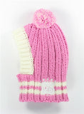 Crown Rib Knit Hat w/PomPom for Dogs in color Pink - Daisey's Doggie Chic