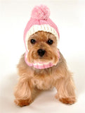 Crown Rib Knit Hat w/PomPom for Dogs in color Pink - Daisey's Doggie Chic