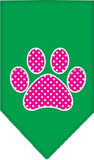 Pink Swiss Dotted Paw Bandana Scarf in color Emerald Green - Daisey's Doggie Chic