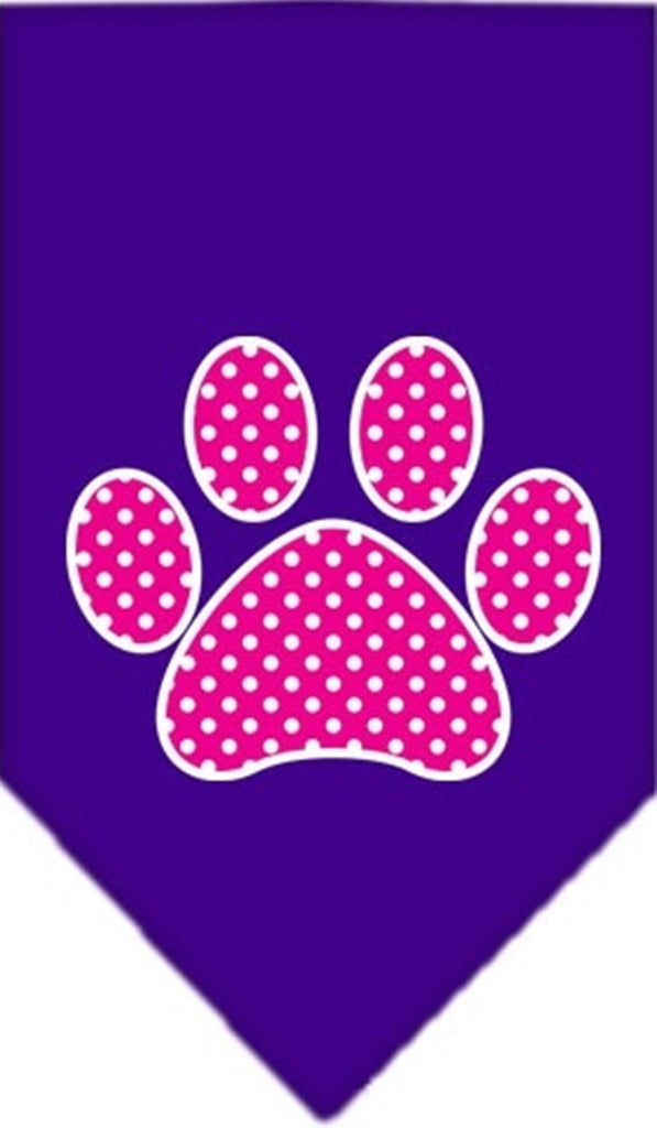 Pink Swiss Dotted Paw Bandana Scarf in color Purple - Daisey's Doggie Chic