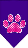 Pink Swiss Dotted Paw Bandana Scarf in color Purple - Daisey's Doggie Chic
