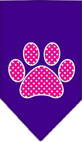 Pink Swiss Dotted Paw Bandana Scarf in color Purple - Daisey's Doggie Chic