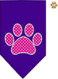 Pink Swiss Dotted Paw Bandana Scarf in color Purple - Daisey's Doggie Chic