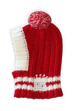 Crown Rib Knit Hat w/PomPom for Dogs in color Red - Daisey's Doggie Chic