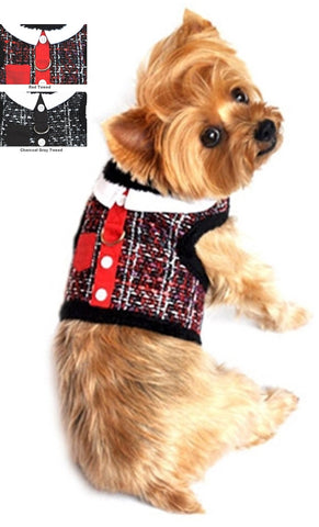 Doggie Design Tweed Plush Faux Minky Fur Harness Vest with Leash - available in 2 colors - Daisey's Doggie Chic