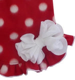 Cozy Holiday Fleece Red/White Polka Dot Pullover Ruffled Skirt Tank Dress with Bow - Daisey's Doggie Chic