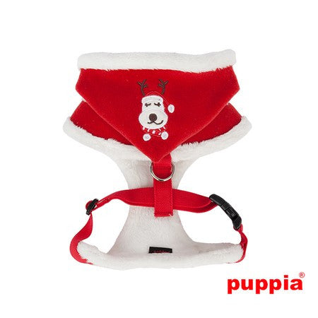 Rudolph Plush Choke-Free Fur Lined Hooded Halter Harness in Color Red - Daisey's Doggie Chic