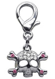 Rhinestone Skull with Crossbones Clip Charm -available in 2 colors - Daisey's Doggie Chic