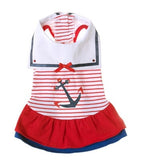 Sweet Sailor Ruffle Skirted Tank Dress in Nautical Red - Daisey's Doggie Chic