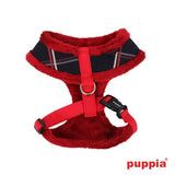 Puppia "Scholastic" Choke-Free Faux Fur Lined Halter Harness in Color Navy/Red - Daisey's Doggie Chic
