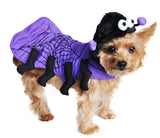 Spooky Cute Isty Bitsy Purple Plush Spider Costume for Dogs includes theme accessory - Daisey's Doggie Chic