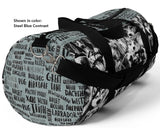 Exclusive Pet Art Duffel Bag - The Many Faces of Dogs with Name List Contrast - Sizes Small or Large - Choice of Color - personalize - Daisey's Doggie Chic