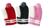 Crown Rib Knit Hat w/PomPom for Dogs in color Pink - Daisey's Doggie Chic