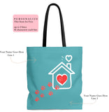 Carryall Tote Bag - House not a Home Without Paw Prints Theme on 2-Sides - Tahiti Blue  - in Sizes S,M,L - Personalize it Free - Daisey's Doggie Chic