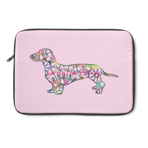 Laptop Sleeve Case - Dachshund Long on LOVE - Color Light Pink - Personalize Free - Daisey's Doggie Chic