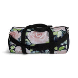 Pale Pink Roses Duffel with Navy Blue Solid Ends Duffel  Bag - Daisey's Doggie Chic