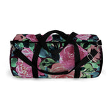 Dark Mauve Pink Roses Duffel with Dk Purple Dotted Ends Duffel  Bag - Daisey's Doggie Chic