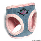 American River "Washed Denim Jean Pink Minky Plush" Ultra Choke Free Step-in Harness Vest - Daisey's Doggie Chic