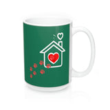 Ceramic Mug -Two-Sided Theme - A House Isn't a Home Without Paws - Green - Personalize - in 11oz OR 15oz - Daisey's Doggie Chic