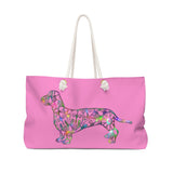 A Dachshund Weekender Bag - Color Fushia - Oversized Tote – Free Personalization - Daisey's Doggie Chic