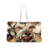 Exclusive Dog Art Tote - Chocolate Schnauzzi Schnauzzer - Dog Painting - Choice of Tall Tote or Weekender Bags - Personalize it - Daisey's Doggie Chic