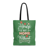 Carryall Tote Bag - House not a Home Without Paw Prints - 2-sided theme  - in Sizes S,M ,L - Color Zucchini - Personalize it Free - Daisey's Doggie Chic