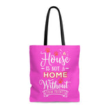 Carryall Tote Bag - House not a Home Without Paw Prints - 2-sided theme  - in Sizes S,M,L - Fushia Pink- Personalize it Free - Daisey's Doggie Chic