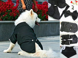 Wedding Formal Black Tails Tuxedo Jacket With Detachable Bow Tie and Themed Accessory - For Bog Dog Sizes 3XL to 5XL - Daisey's Doggie Chic