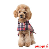 Puppia "Barrington Hooded Cape Raincoat"  in color Navy Plaid - Daisey's Doggie Chic
