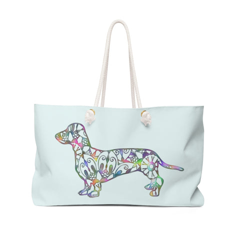 A Dachshund Weekender Bag - Color Spa Blue - Oversized Tote – Free Personalization - Daisey's Doggie Chic