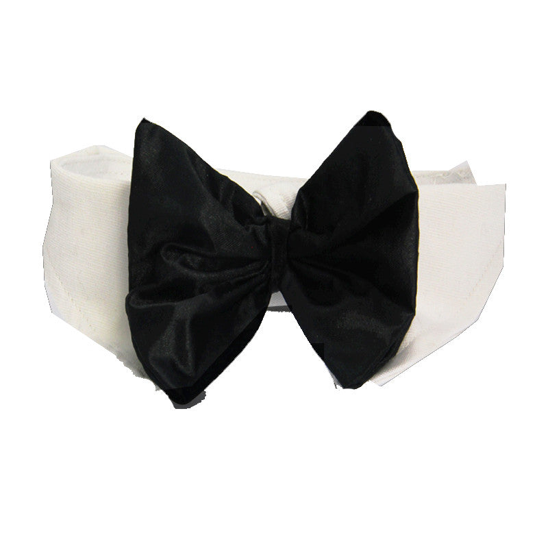 Holiday Formal Black Satin Bow Tie and Dress-up Collar - Daisey's Doggie Chic