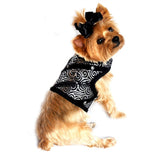 Doggie Design "Black Silver Brocade" Jeweled Plush Minky Fur Harness Vest with matching Leash - Daisey's Doggie Chic