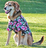 Camp Shirt in color Hawaiian Hibiscus Black Floral - Daisey's Doggie Chic