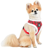 Blitzen Plaid Choke-Free Quilted Halter Harness - Color Holiday Red Plaid - Daisey's Doggie Chic