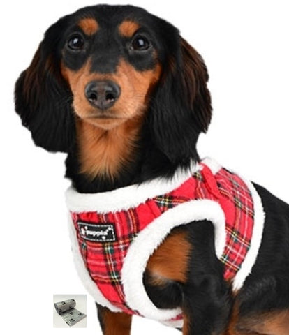 Blitzen Quilted Plaid Jacket Vest Harness - Color Holiday Red Plaid - Daisey's Doggie Chic