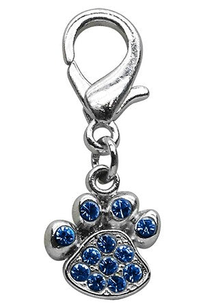 Blue Rhinestone Paw Clip Charm - Daisey's Doggie Chic