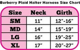 Designer Edition Pink Plaid Choke-Free Harness with Rhinestone Paw Charm - Daisey's Doggie Chic
