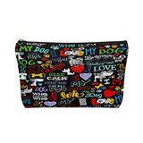 Exclusive Pet Art Love My Dog Cosmetics Pouch with T-bottom - Sizes Small or Large - Choice of Zipper color Black or White - personalize - Daisey's Doggie Chic