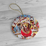 Dasiey's Holiday Ceramic Ornaments - Art made from Photo - Choice of Star, Circle, Heart or Oval - Daisey's Doggie Chic