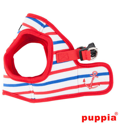 Puppia "Capitane Anchor" Red Choke-Free, Step-in Harness Vest Jacket with Smart Tag - Daisey's Doggie Chic