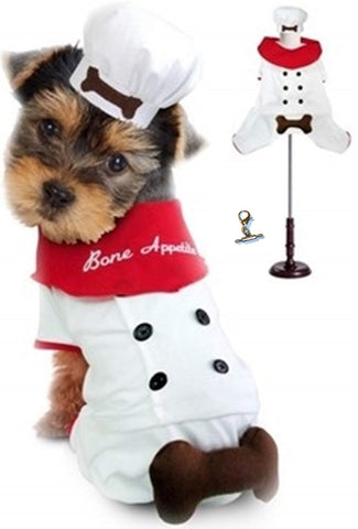 Bone Appetite Chef Uniform - Comes With Chef Theme Charm -  Dog Costume - Daisey's Doggie Chic