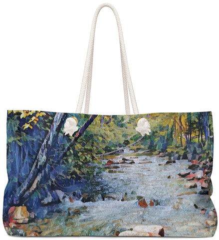 Exclusive Custom Art Tote Bag - Basin Creek Trail - Art - Painting - oversized Weekender Bags - personalize - Daisey's Doggie Chic