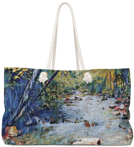 Exclusive Custom Art Tote Bag - Basin Creek Trail - Art - Painting - oversized Weekender Bags - personalize - Daisey's Doggie Chic