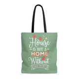Carryall Tote Bag - House not a Home Without Paw Prints - 2-sided theme  - in Sizes S,M,L - Sage Green - Personalize it Free - Daisey's Doggie Chic