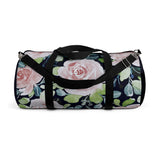 Pale Pink Roses Duffel with Navy Blue Solid Ends Duffel  Bag - Daisey's Doggie Chic